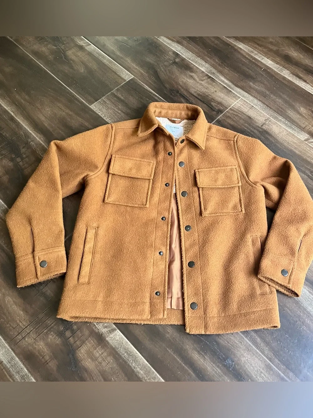 Old Navy Boys Tan Brown Snap Front Jacket, Size 8